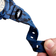 Boys Blue Camo Style Watch - Strong Strap